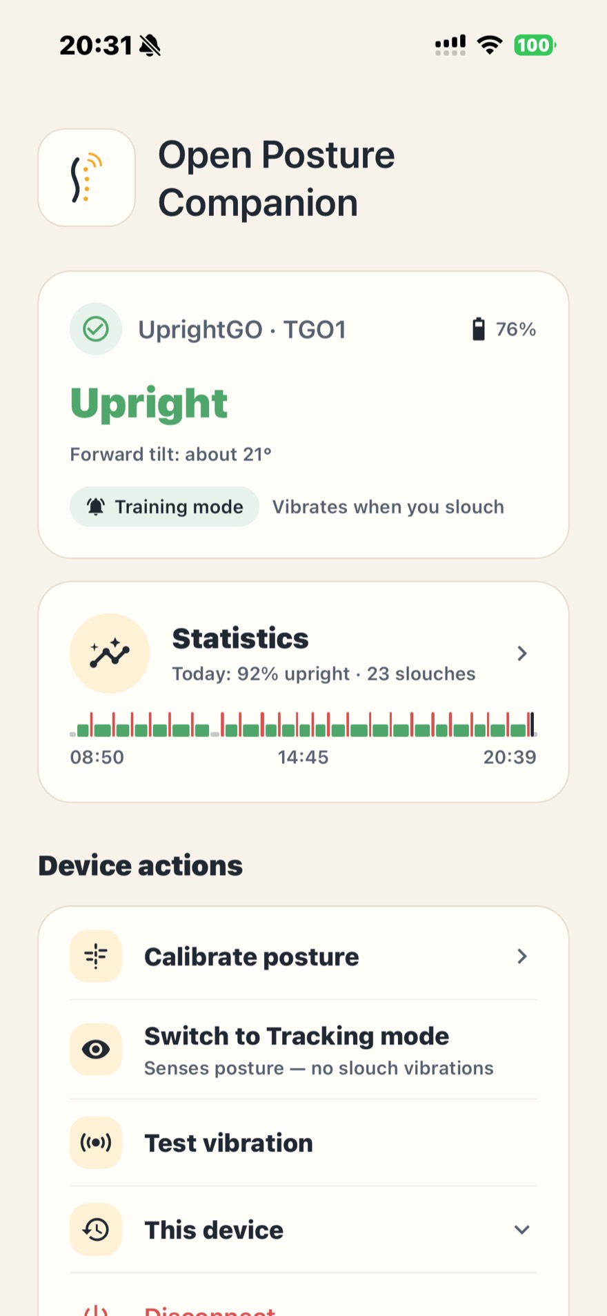 Live posture, at a glance
